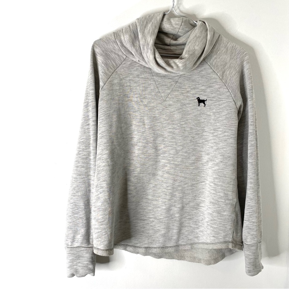 The Black Dog Grey Cowl Neck Pullover Sweatshirt Oversized Curved Hem